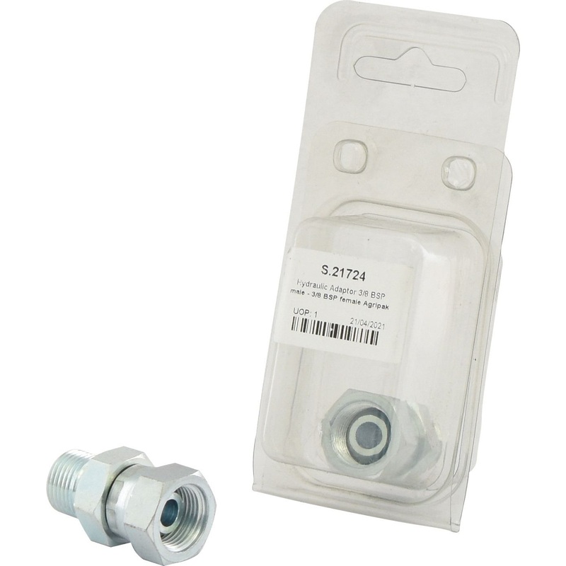 Hydraulic Adaptor 3/8” BSP Male x 3/8” BSP Swivel Female (Agripak 1 pc.) | Sparex Part No.S.21724