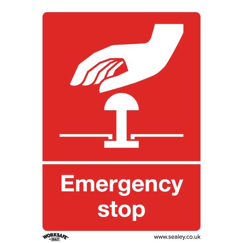 Safe Conditions Safety Sign – Emergency Stop – Self-Adhesive Vinyl – SS35V1