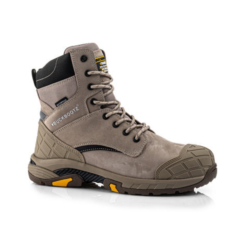 Buckbootz Blastz High Leg Lace/Zip Boot Stone | Waterproof Safety