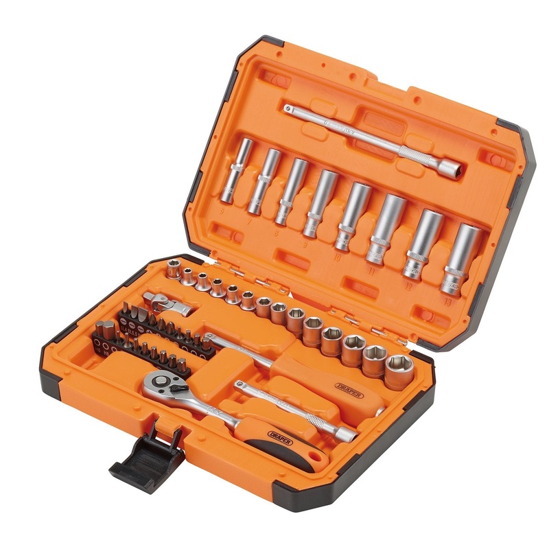 Draper Hi-Torq 6 Point Socket Set, 1/4 (47 Piece) – BD47M-O