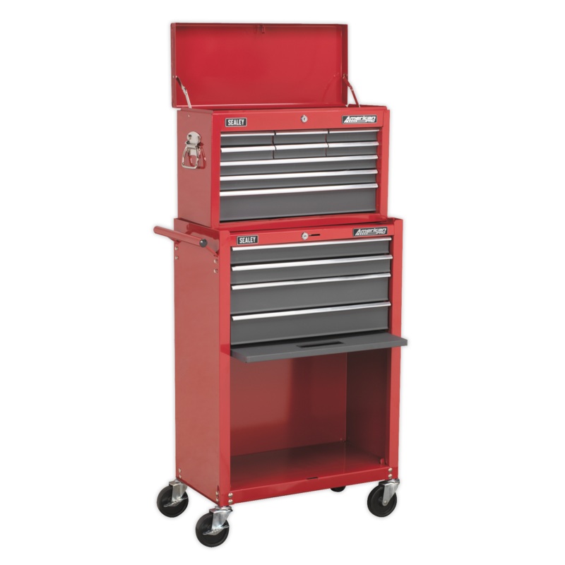 Topchest & Rollcab Combination 13 Drawer with Ball-Bearing Slides – Red/Grey – AP22513BB