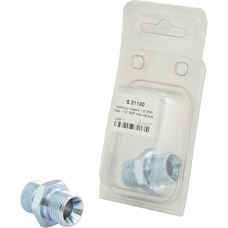 Hydraulic Adaptor 1/2” BSP Male x 1/2” BSP Male (Agripak 1 pc.) | Sparex Part No.S.21100