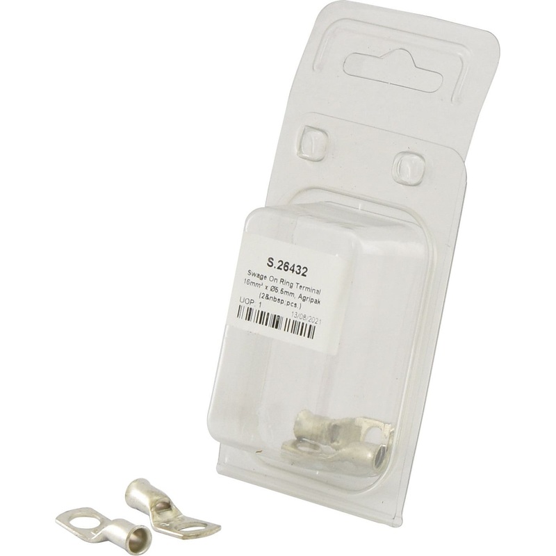 Swage On Ring Terminal 16mm x 5.5mm, Agripak (2 pcs.) | Sparex Part No.S.26432