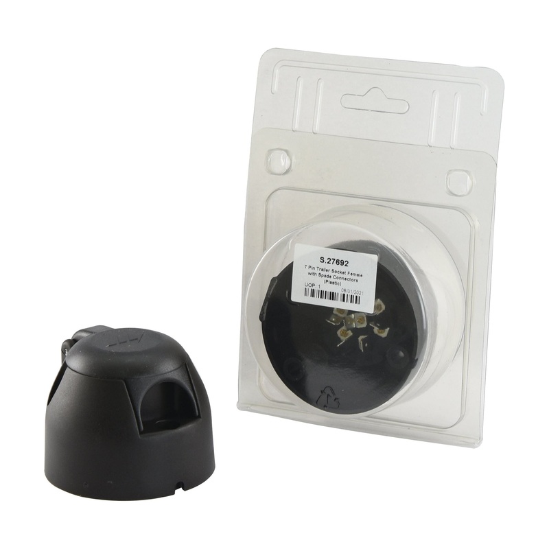 7 Pin Trailer Socket Female with Spade Connectors (Plastic) 12v Agripak | Sparex Part No.S.27692
