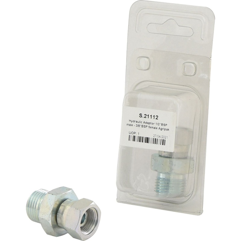 Hydraulic Adaptor 1/2” BSP Male x 3/8” BSP Swivel Female (Agripak 1 pc.) | Sparex Part No.S.21112
