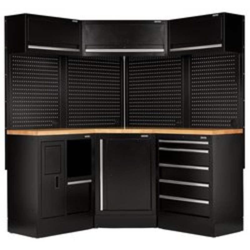 Bunker 18 Piece Modular Storage Corner Combo With Hardwood Worktop, 3454Mm | Ms400Wcorncombo