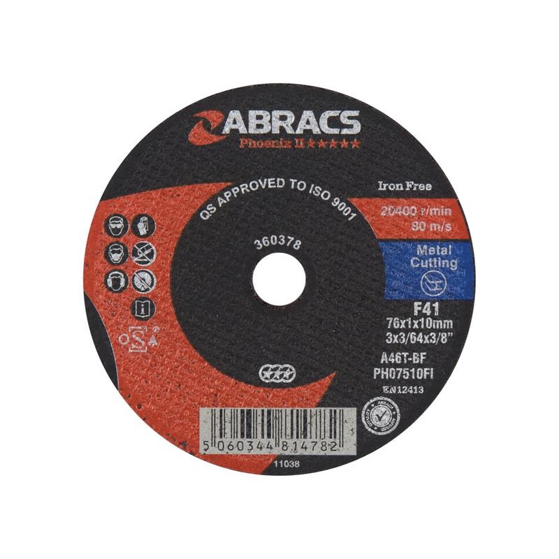 Metal | INOX Slitting Disc – Premium Phoenix II 5* 75 x 1 x 10mm A46TBF – Sparex Part No. S.164803