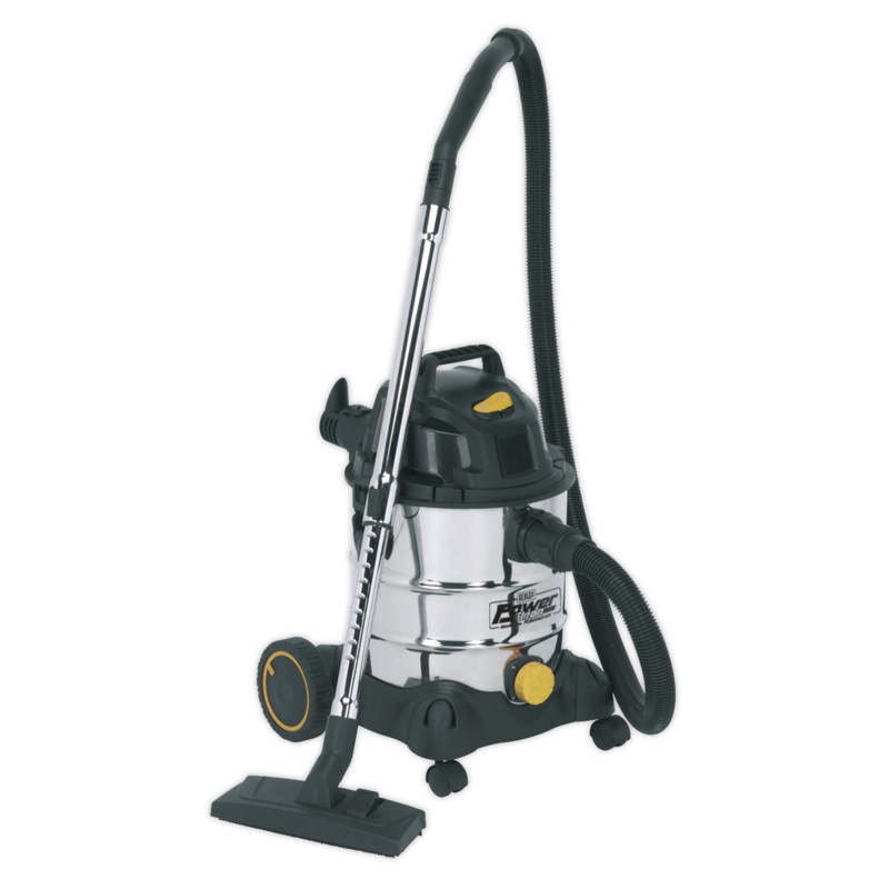 Vacuum Cleaner Industrial Wet & Dry 20L 1250W/110V Stainless Drum – PC200SD110V