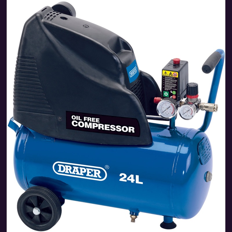 Draper 24L Oil-Free Direct Drive Air Compressor, 1.1Kw/1.5Hp – DA25/169