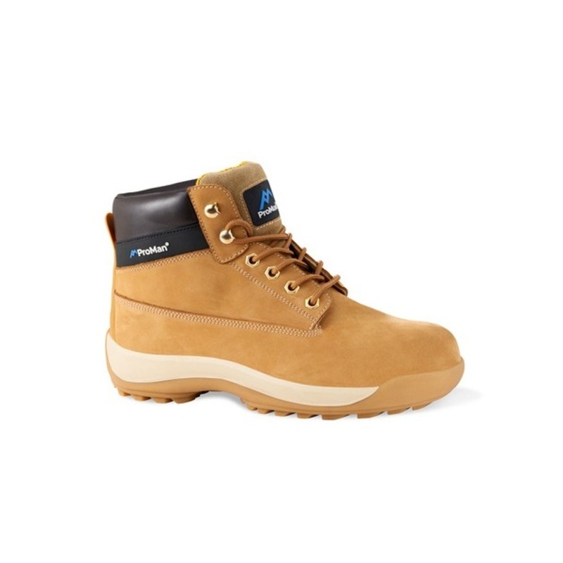 Proman Orlando S3 Safety Boot  Steel Toecap, Water-Repellent Nubuck & Anti-Fatigue Comfort | Honey