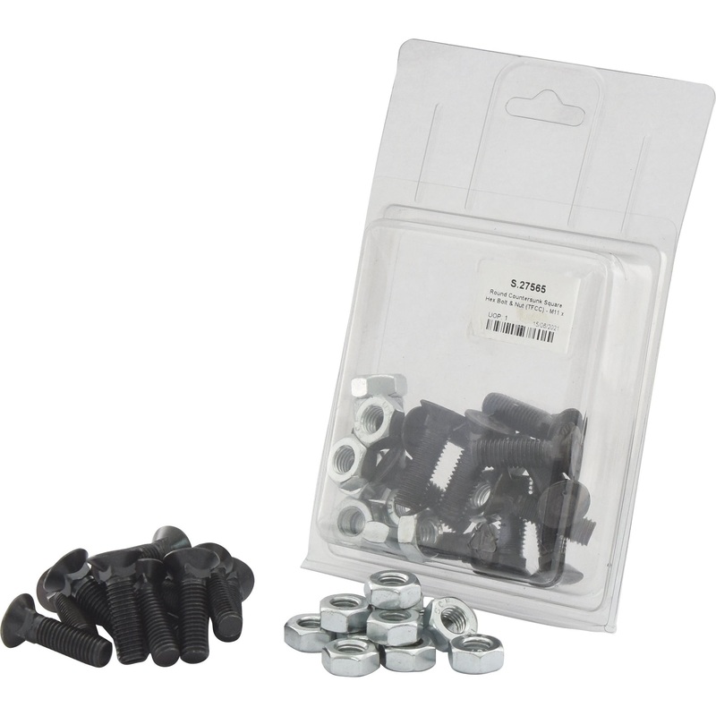 Round Countersunk Square Hex Bolt & Nut (TFCC) – M11 x 30mm, Tensile strength 8.8 (12 pcs. Agripak) | Sparex Part No.S.27565