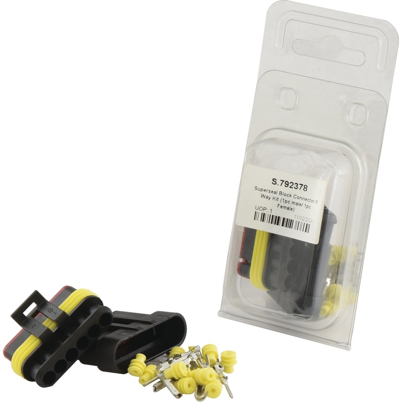 Superseal Block Connector 6 Way Kit (1pc male/ 1pc Female) Agripak | Sparex Part No.S.792378