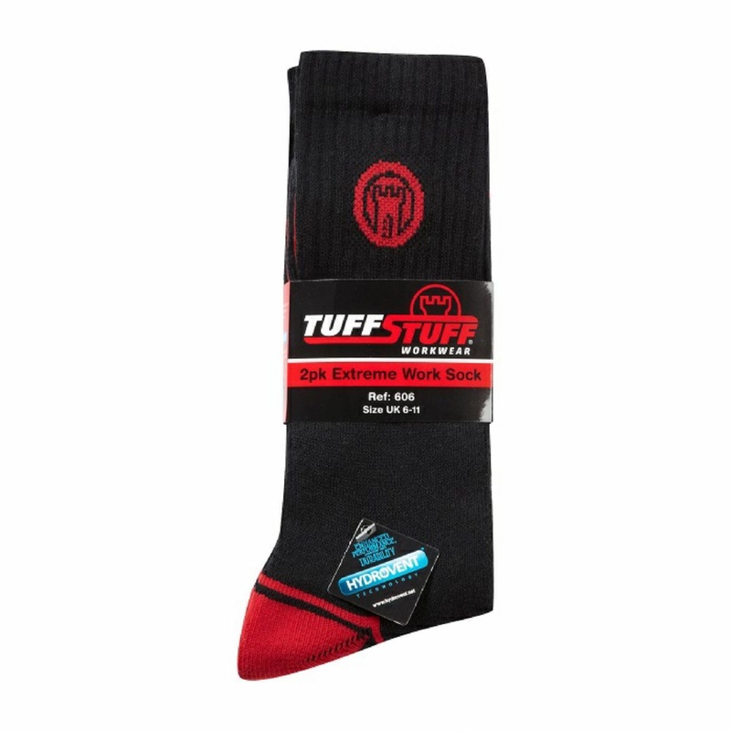 TuffStuff Hydrovent Extreme Work Socks  2 Pack | Moisture-Wicking & Cushioned | Grey