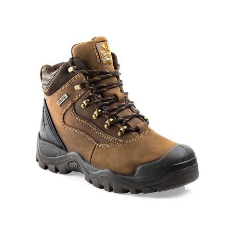 *STOCK CLEARANCE* – Buckler Buckshot Brown Safety Lace Boot  Waterproof Steel Toe Work Boots | BSH002BR