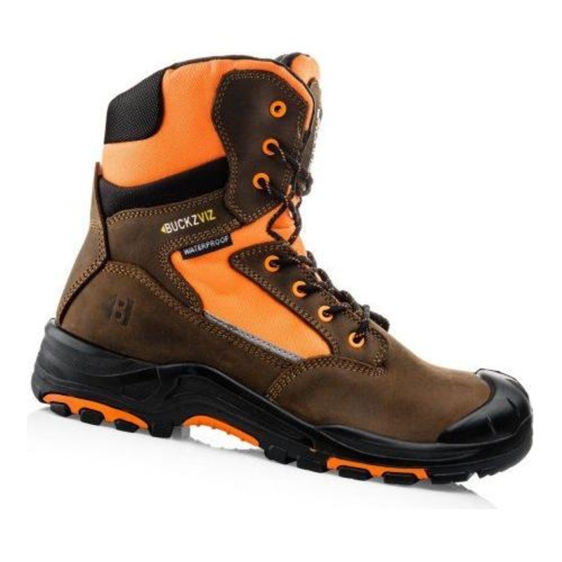 *STOCK CLEARANCE* – Buckler Hi-Vis High Leg Zip Waterproof Safety Boots  BVIZ1OR/BR Size UK 7