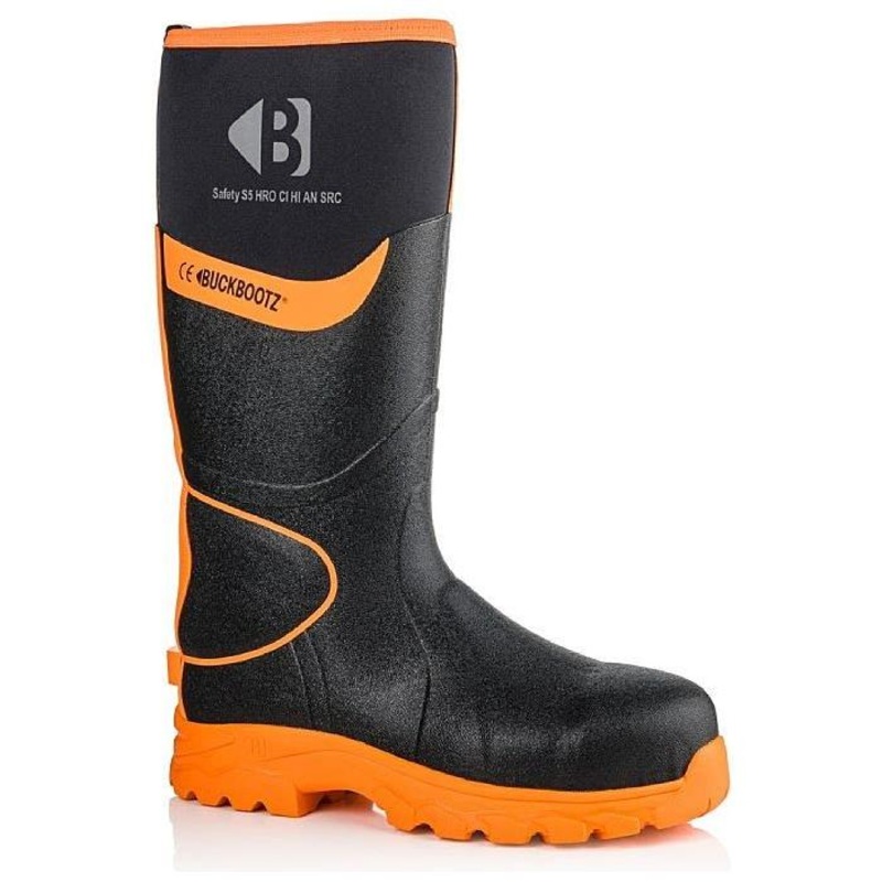 *STOCK CLEARANCE* – Buckler Hi-Viz Safety Wellies  Black & Orange Waterproof Boots | BBZ8000BK/OR Size UK 4 / EU 38