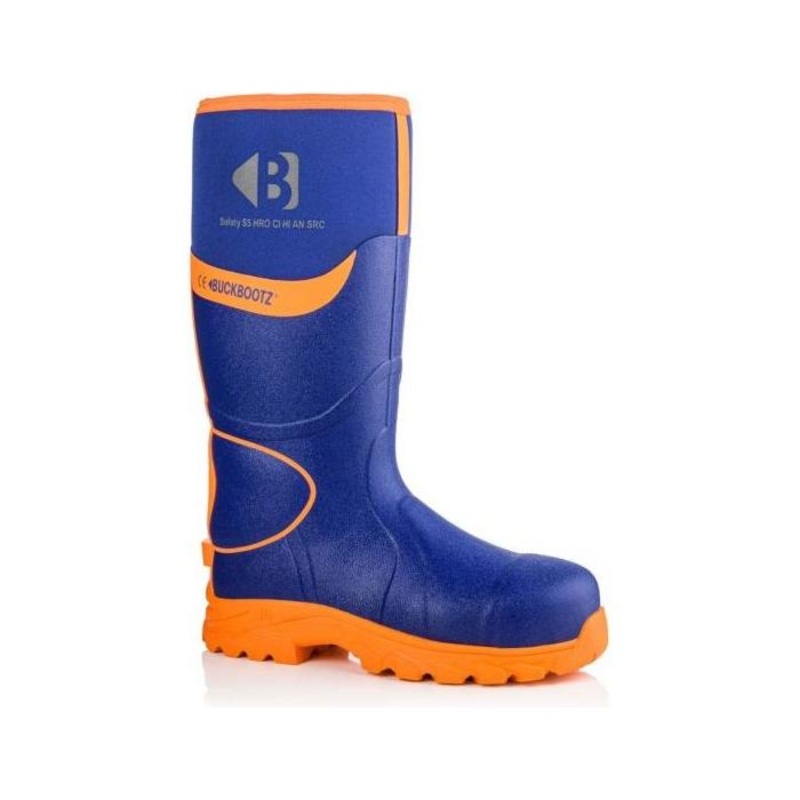 *STOCK CLEARANCE* – Buckler Hi-Viz Safety Wellies  Blue & Orange Waterproof Boots | BBZ8000BL/OR