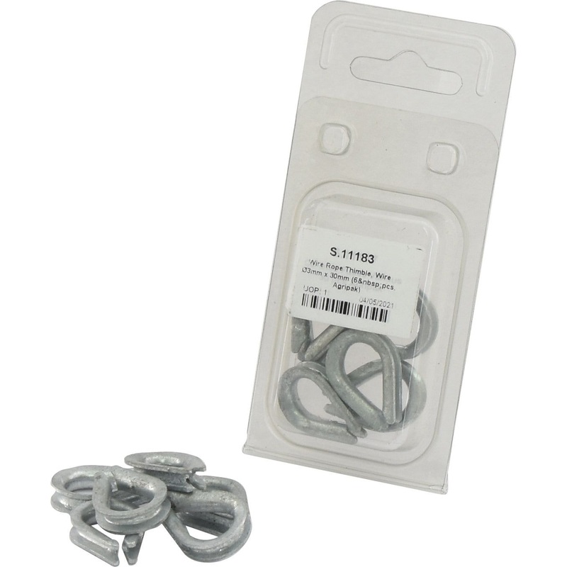 Wire Rope Thimble, Wire 3mm x 30mm (6 pcs. Agripak) | Sparex Part No.S.11183