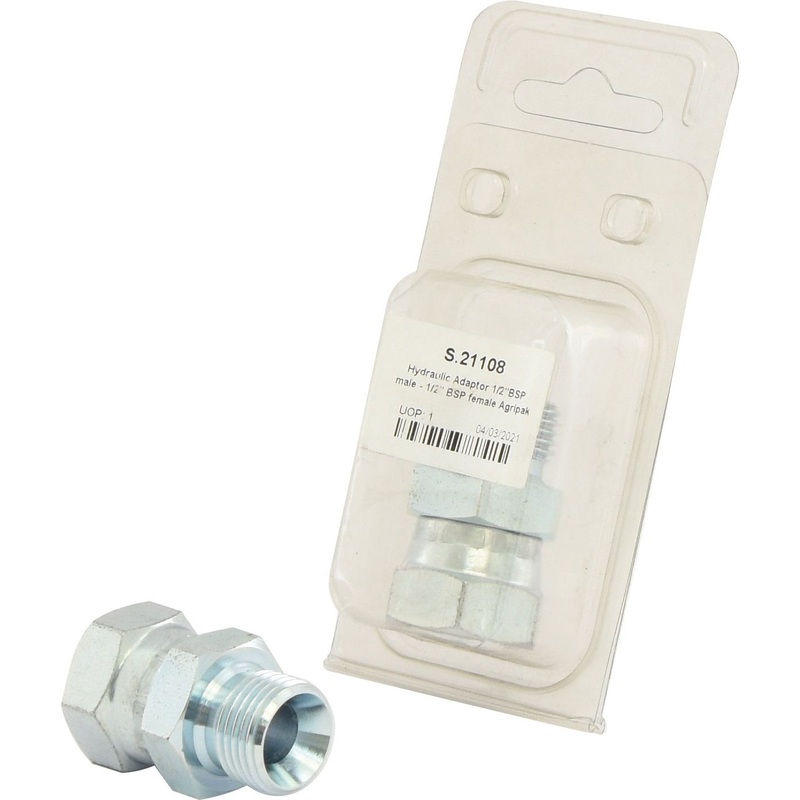 Hydraulic Adaptor 1/2” BSP Male x 1/2” BSP Swivel Female (Agripak 1 pc.) | Sparex Part No.S.21108