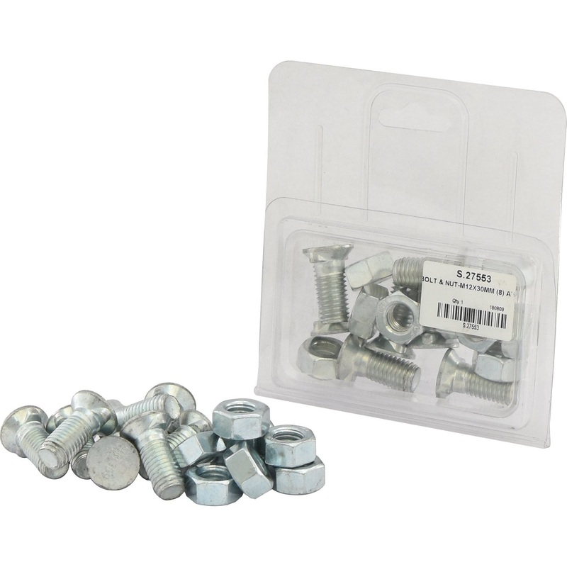 Countersunk Head Bolt 2 Nibs With Nut (TF2E) – M12 x 30mm, Tensile strength 8.8 (8 pcs. Agripak) | Sparex Part No.S.27553