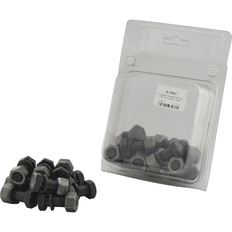 Hexagonal Head Bolt With Nut (TH) – M12x35mm, Tensile strength 8.8 (12 pcs. Agripak) | Sparex Part No.S.27527