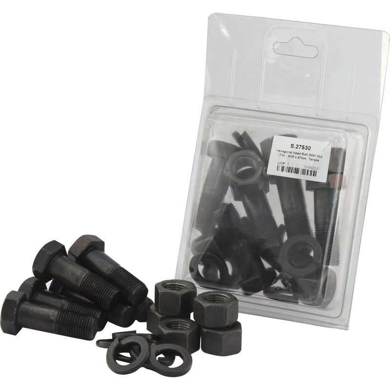 Hexagonal Head Bolt With Nut (TH) – M16x47mm, Tensile strength 10.9 (6 pcs. Agripak) | Sparex Part No.S.27530