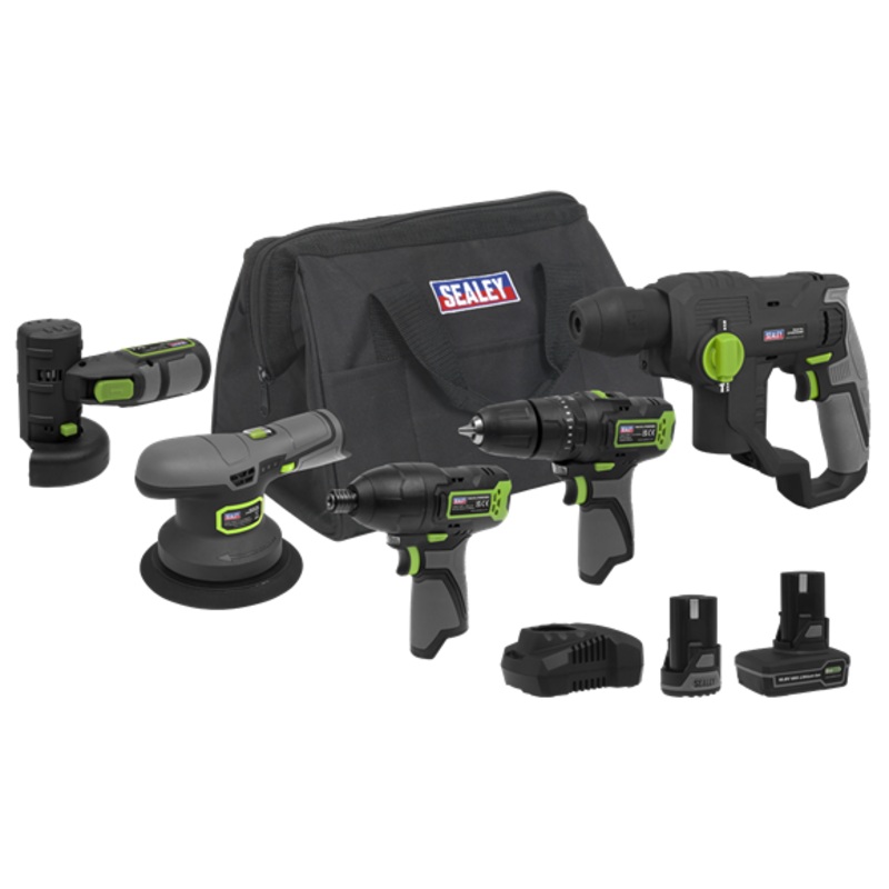 Sealey | 5 x SV10.8 Series Cordless Combo Kit 10.8V – 2 Batteries & Euro Plug – CP108VCOMBO7EU
