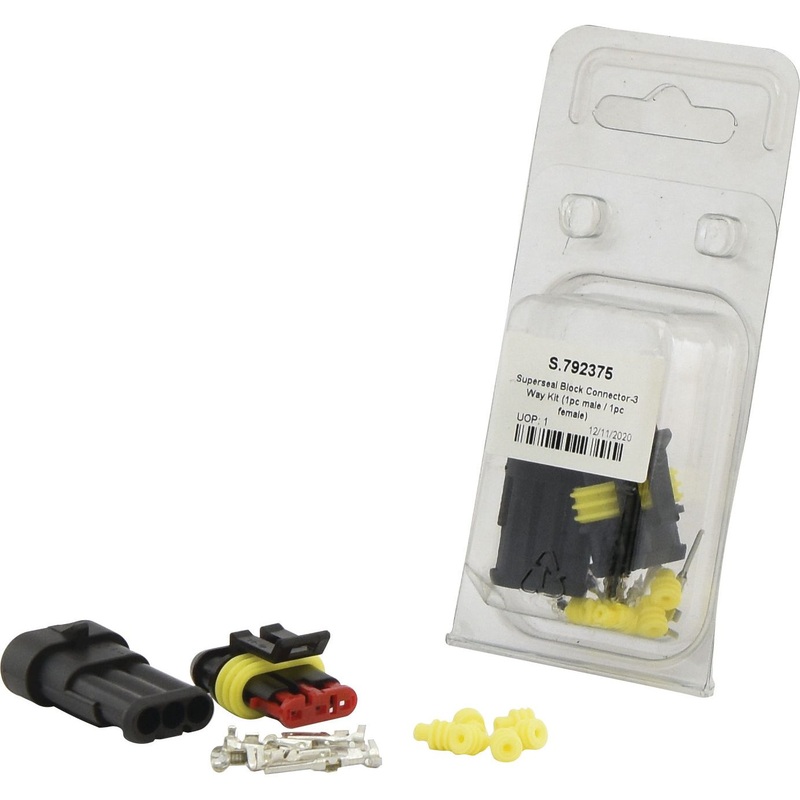 Superseal Block Connector-3 Way Kit (1pc male / 1pc female) Agripak | Sparex Part No.S.792375