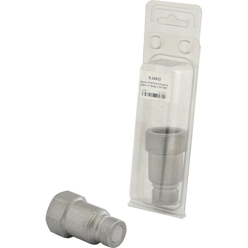 Sparex Flat Faced Coupling Male 1/2” Body x 3/4” BSP Female Thread (Agripak 1 pc.) | Sparex Part No.S.24832