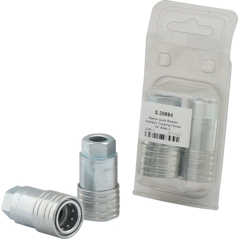 Sparex Quick Release Hydraulic Coupling Female 1/4” Body x 1/4” BSP Female Thread (Agripak 2 pcs.) | Sparex Part No.S.28694