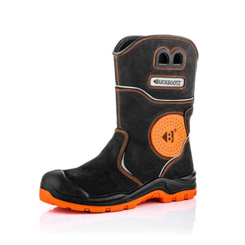 Buckler BVIZ5 S7 Hi-Vis Waterproof Safety Rigger Boots  Orange/Black | Metal-Free & Slip-Resistant