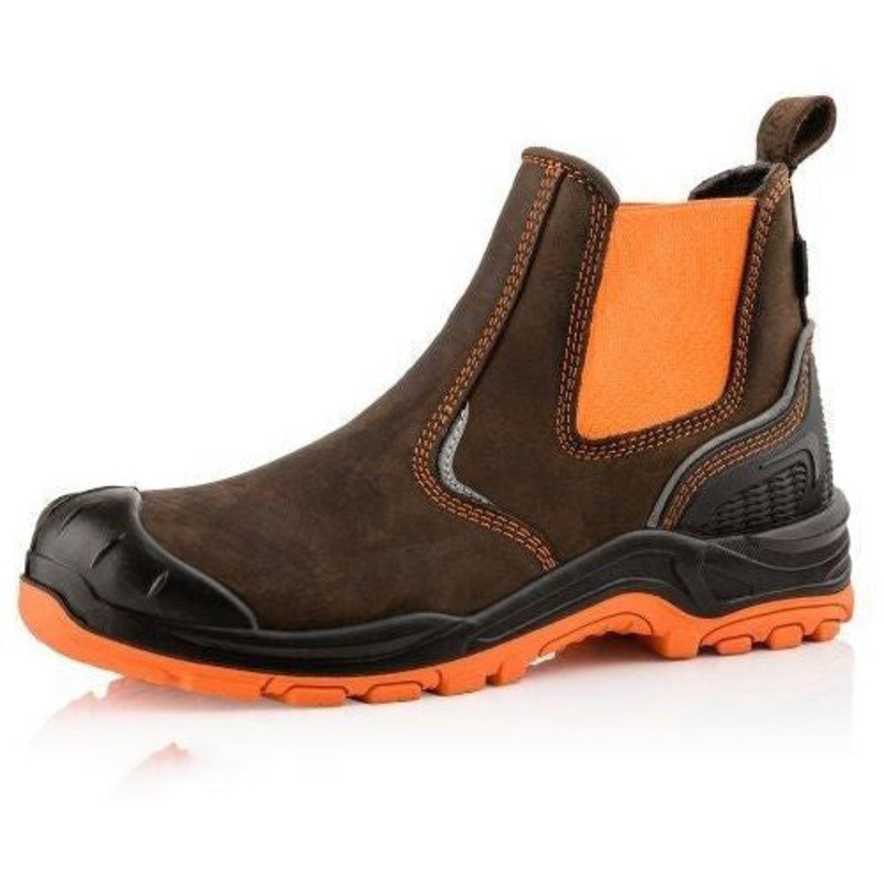 Buckler Waterproof Safety Boots  Hi-Viz Orange/Brown Steel Toe Work Boots | BVIZ3OR/BR