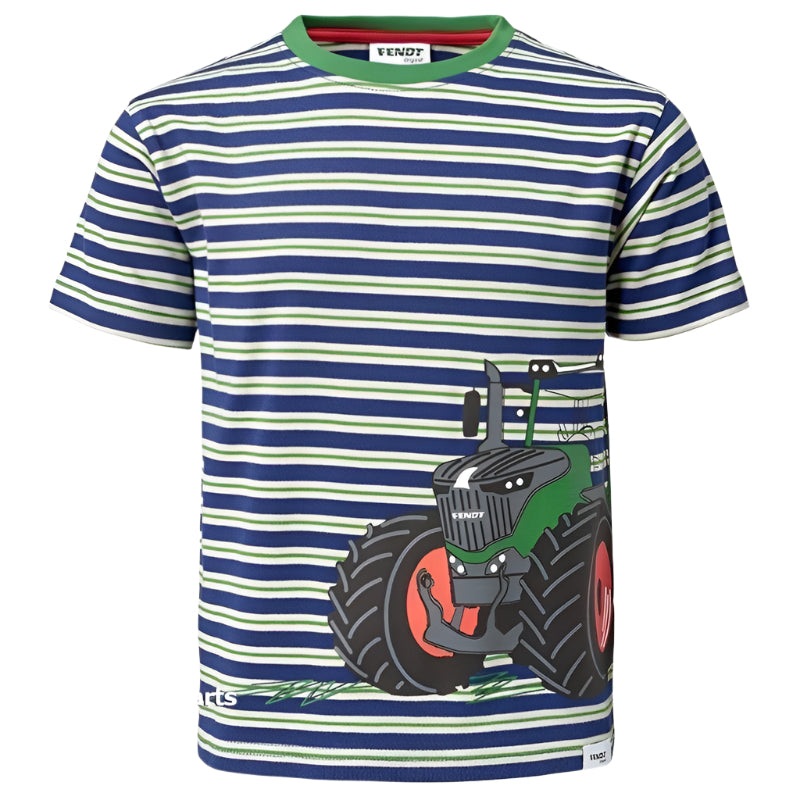 Fendt Kids’ Striped T-Shirt  Soft Cotton, Tractor Print | X99101904C