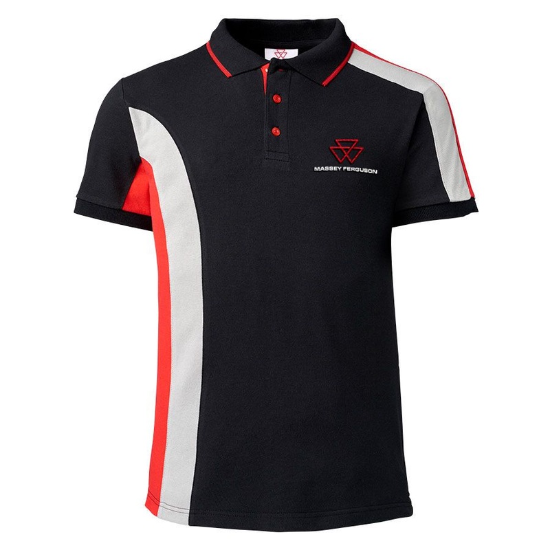 Massey Ferguson Mens Graphic Polo Shirt  Black Cotton Piqu | X993412203