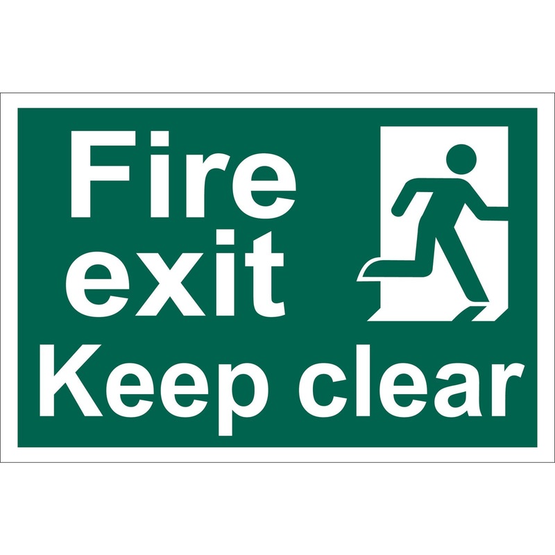 Draper Fire Exit Keep Clear’ Safety Sign, 300 X 200mm, Design 1 – SS36