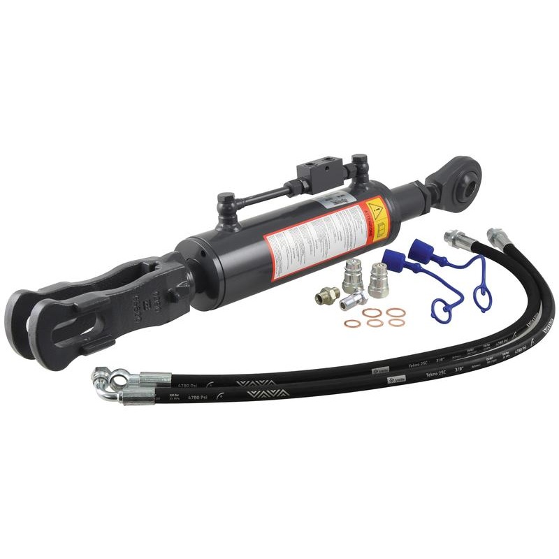 Hydraulic Levelling Box (Supplied with: Hoses) – Ball  25mm – Fork Hole  29x60mm – Min. Length: 670mm, Cylinder Bore: 80mm. – Sparex Part No. S.166475