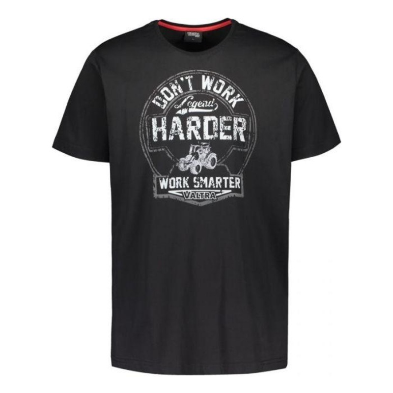 Valtra Mens Black T-Shirt  Retro Style Cotton Tee | V4280820