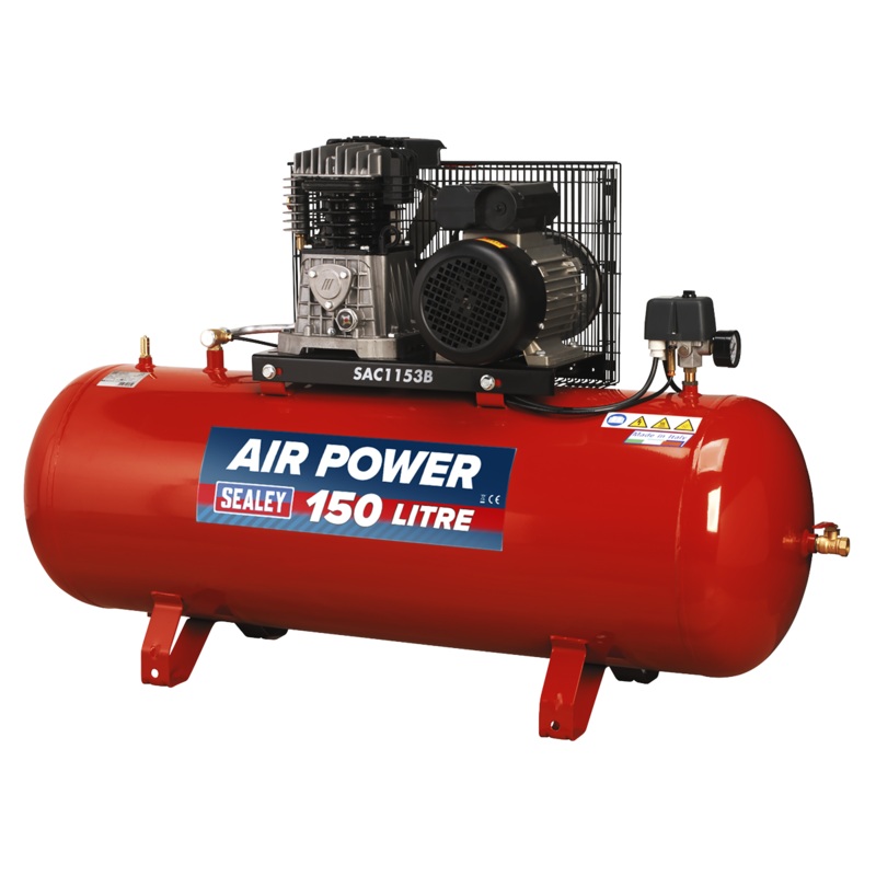 Air Compressor 150L Belt Drive 3hp with Cast Cylinders – SAC1153B