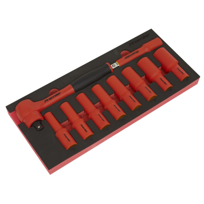 Sealey | Premier Insulated Socket Set with Tool Tray 1/2Sq Drive 10pc – VDE Approved – TBTE11
