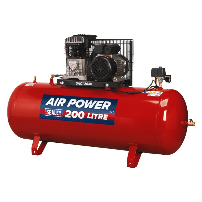 Air Compressor 200L Belt Drive 3hp with Cast Cylinders – SAC1203B