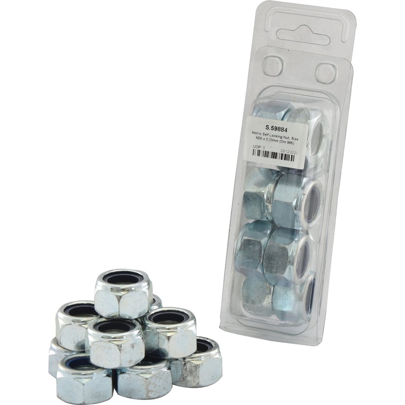Metric Self Locking Nut, M20x2.50mm (DIN 985) Metric Coarse | Sparex Part No.S.59884
