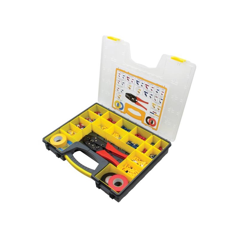 Pre Insulated Terminal Kit with Crimp Tool, Double Grip Assorted (Carry Case 525 pcs.) | Sparex Part No. S.164677
