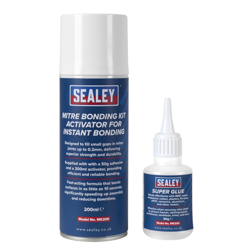 Mitre Bonding Kit with Super Glue 50g & Activator 200ml for Instant Bonding