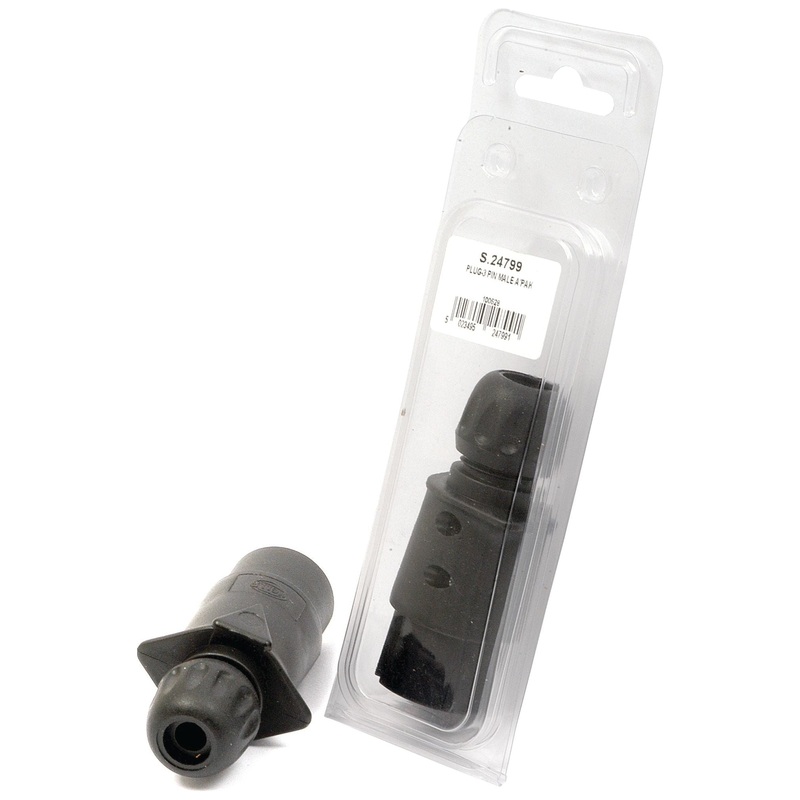3 Pin Auxiliary Plug (Male), Black Plastic (Agripak) | Sparex Part No.S.24799