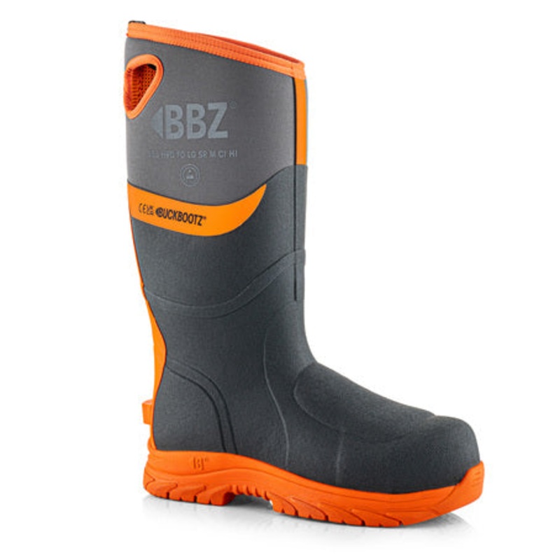 Buckbootz BBZ9000GYOR Safety Wellington  Grey/Hi-Viz Orange S5