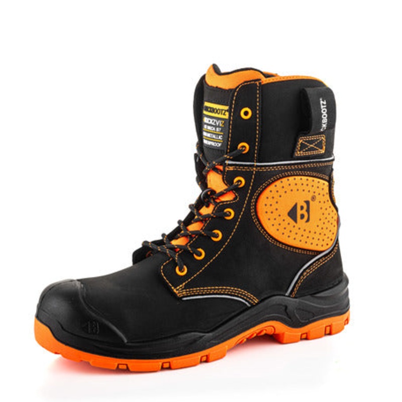 Buckzviz BVIZ6BKOR High Leg Lace Boot  Black/Hi-Vis Orange S7S