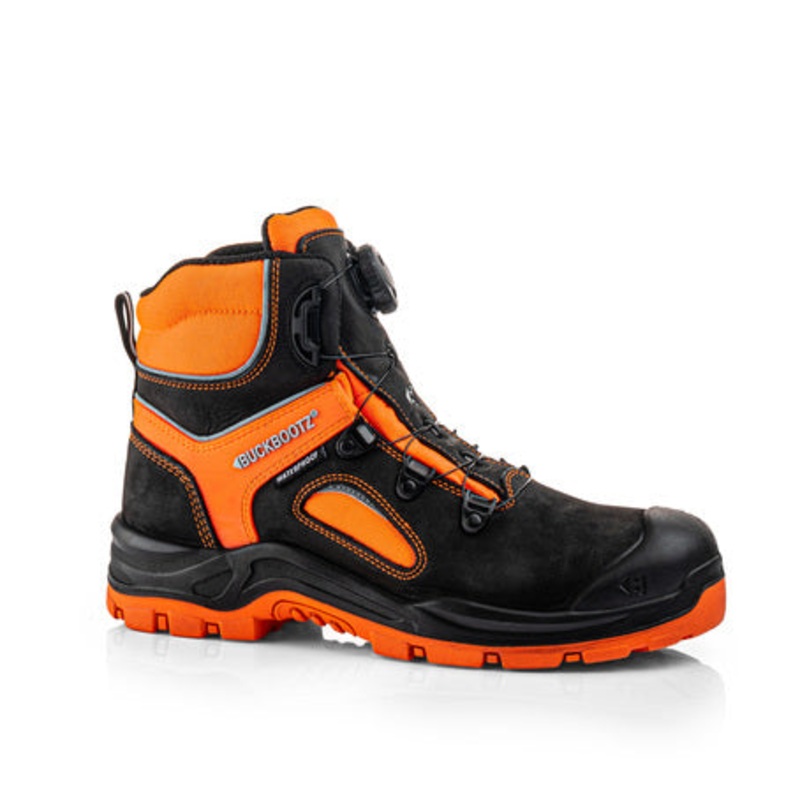 Buckzviz BVIZ7BKOR FITGO Boot  Black/Hi-Vis Orange S7S Certified