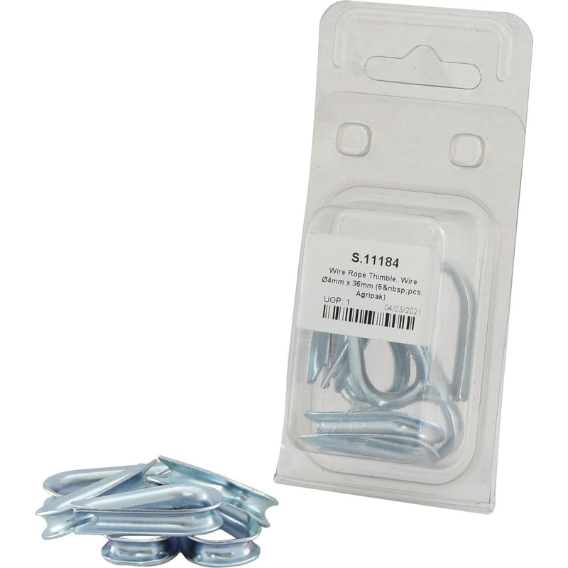 Wire Rope Thimble, Wire 4mm x 36mm (6 pcs. Agripak) | Sparex Part No.S.11184