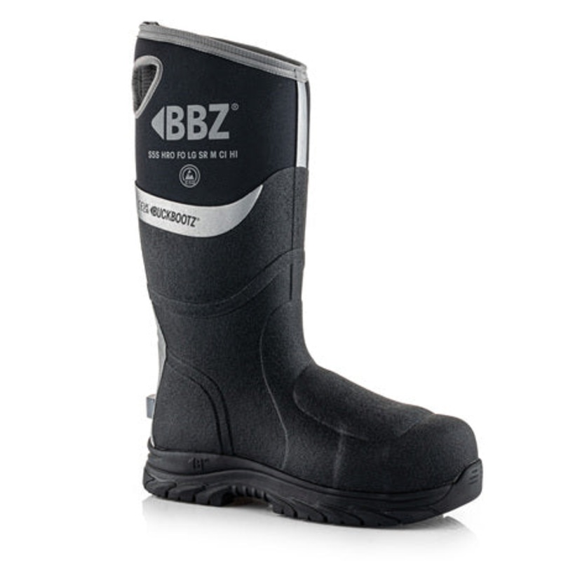 Buckbootz BBZ9000BK Safety Wellington  Black, Metatarsal S5 Rated