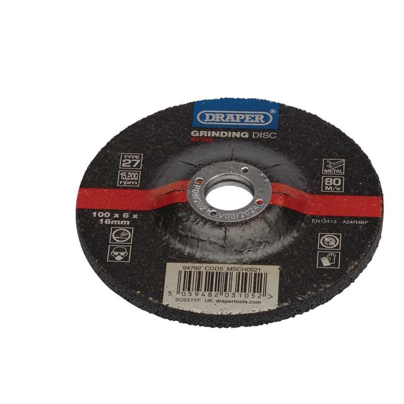 Draper Dpc Metal Grinding Disc, 100 X 6 X 16mm – CGD5